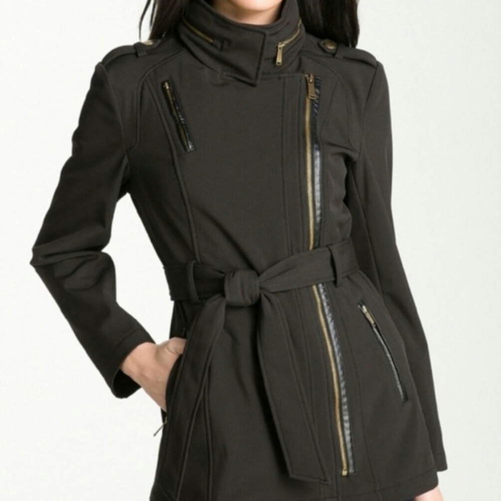 NWOT Michael Kors Olive Belted Jacket Coat With Hood